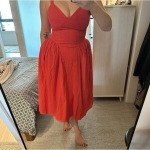 Future Collective with Reese Blutstein - Strappy Red Fit And Flare Midi Dress